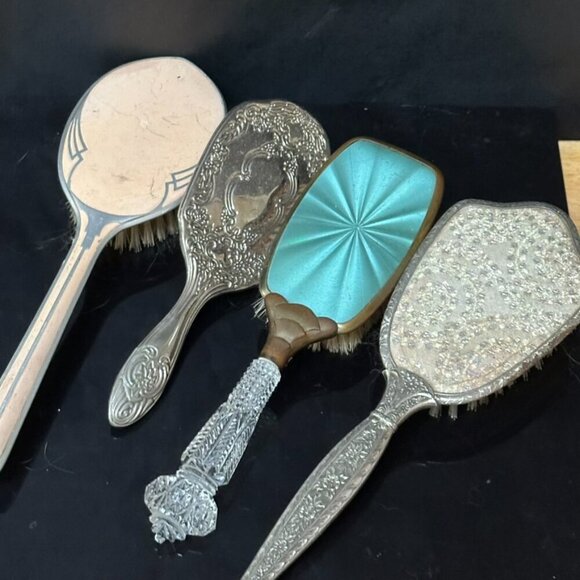 Antique Brush Lot Vanity Vintage Brushes Art Deco Nouveau Shabby Chic 1920s - Picture 11 of 11